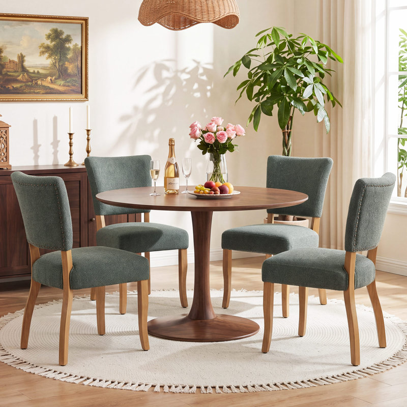 Chaise de salle à manger rembourrée de style milieu du siècle, chaise d'appoint avec coussin épais, pieds en bois massif