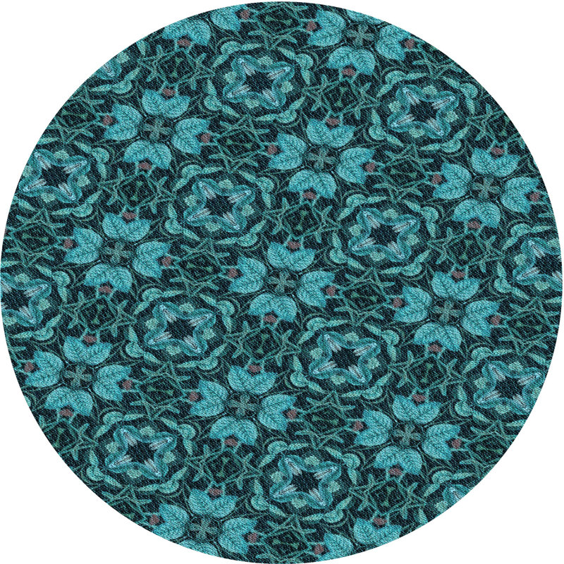 Floral Indoor Rug, Round 4'