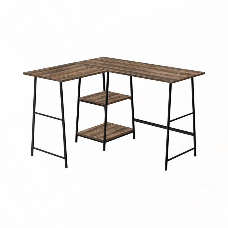 Bureau d'ordinateur en L Home Office, Brun / Noir