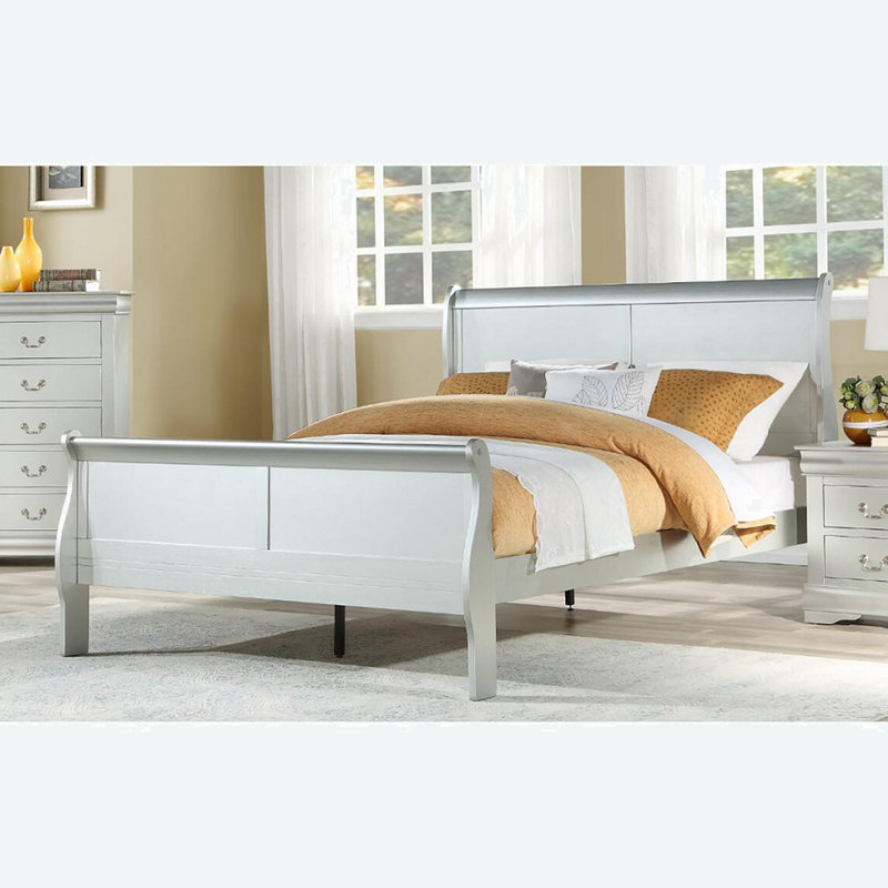 Dubin Low Profile Sleigh Standard Bed,bed frame,platform bed Clearance between Floor & Rail: 10", Twin, White