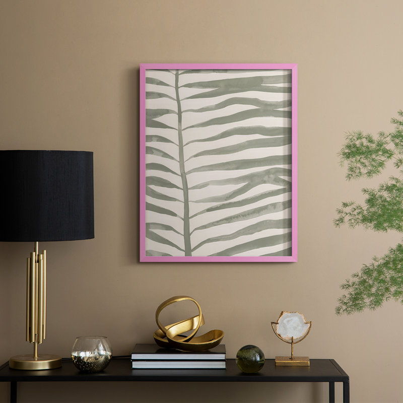Frond Fingers I Framed Print - Solid Wood, 11" H x 9" W, Pink