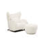 Fauteuil d'appoint blanc à oreilles avec, idéal pour une détente confortable, une structure robuste, un fauteuil moderne en tissu facile à nettoyer et un rembourrage en mousse confortable pour le salon