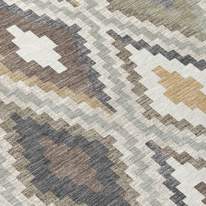 Machine Washable Indoor/Outdoor Aten ACN2331 Diamond Rug, Rectangle 10' x 14'