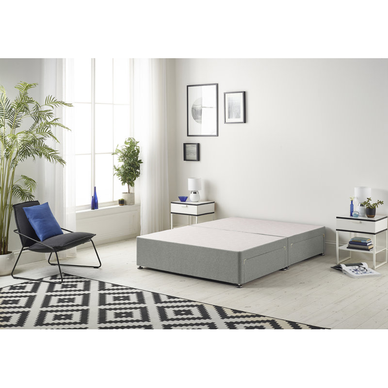 Dennishia Coilsprung Divan Bed Set, 2 Drawers, Small Double (4'), Silver