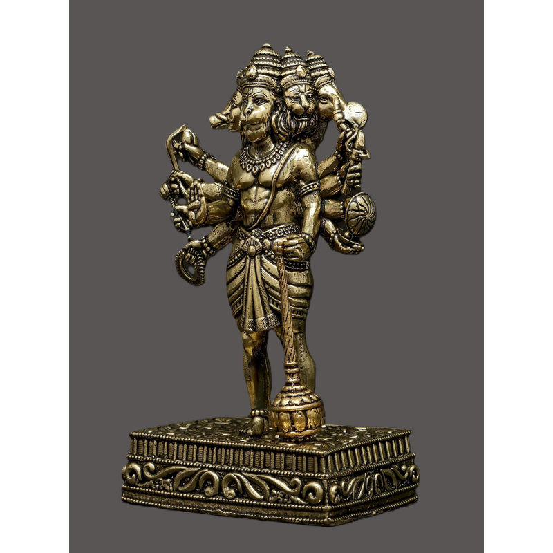 Petite statue en laiton à dix bras Panchamukhi Hanuman
