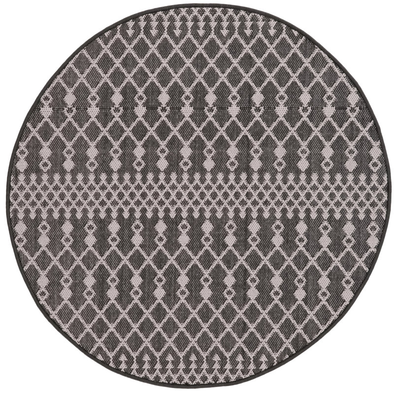  Positano 5' x Round Black Modern Rug, Round 5', Black