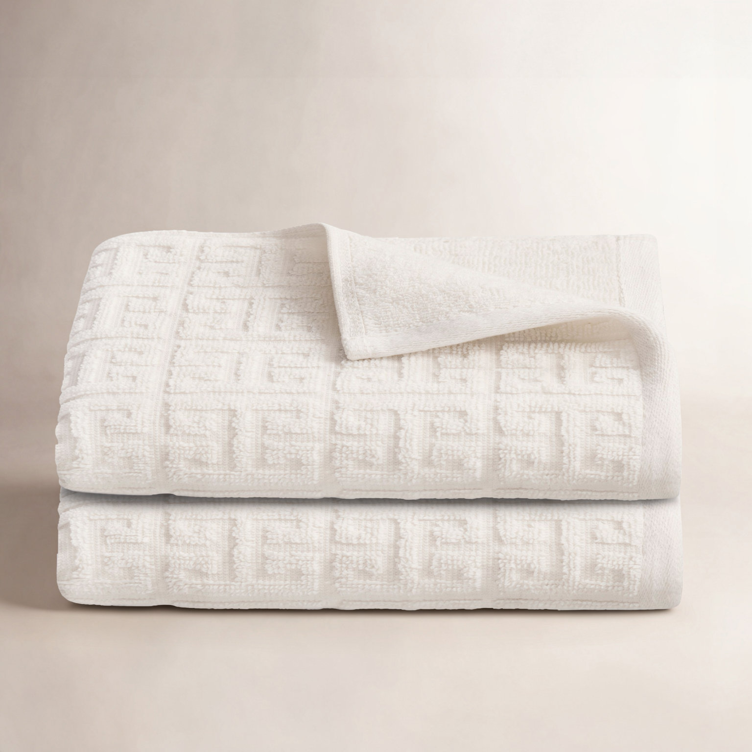Martex Arcadia 2-Piece Geometric Hand Towel Set, Ivory