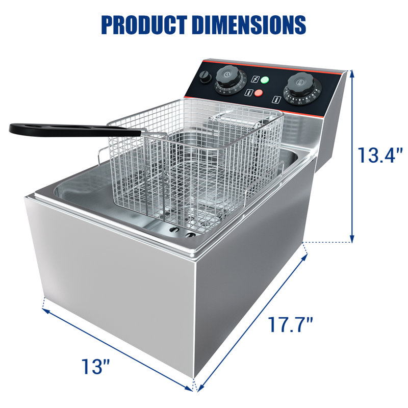 Friteuse commerciale 11,5 pte / 11 L, friteuse électrique de comptoir en acier inoxydable avec panier, facile à nettoyer, 1500 W