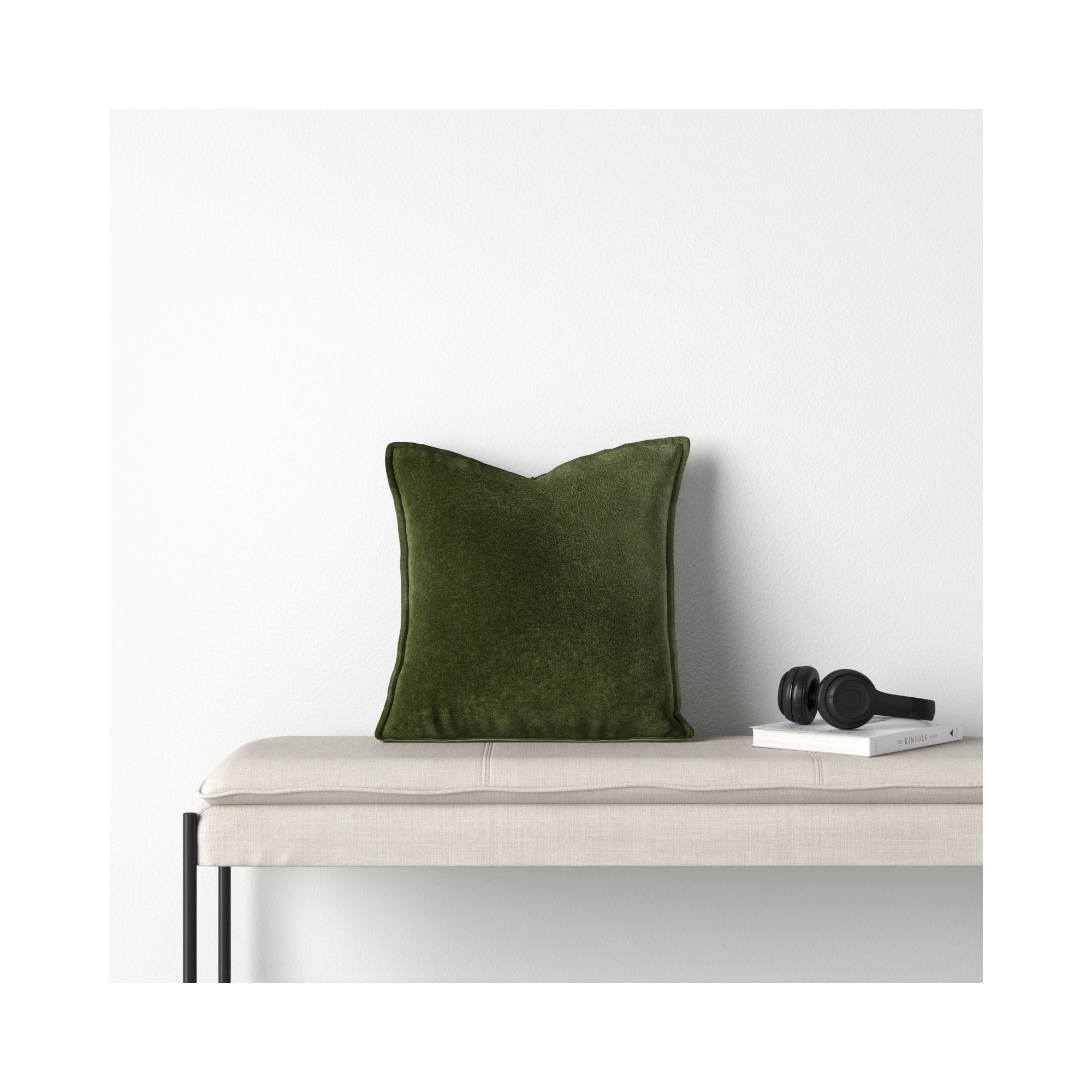 Edgar 100% Cotton Throw Pillow, Dark Green, Polyester/Polyfill, 20"H x 20"W