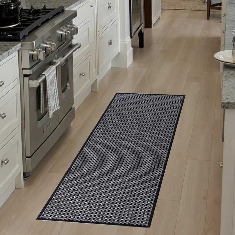Tapis de cuisine antidérapant Eftenia, Noir, Tapis de couloir 1 pi 5 po x 3 pi 11 po