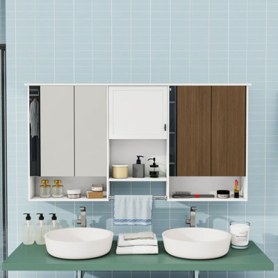 3-in-1 Mirror Cabinet with Adjustable Shelf and Soft-Closing Doors