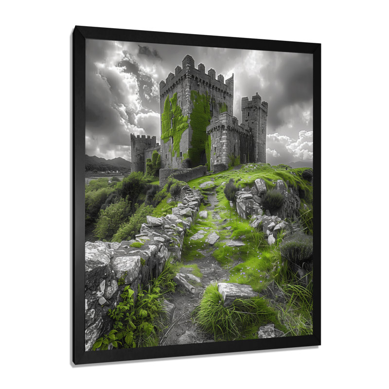 Décoration murale grise, été, château britannique, tempête I - Châteaux, H 20 po x l 12 po x P 1 po