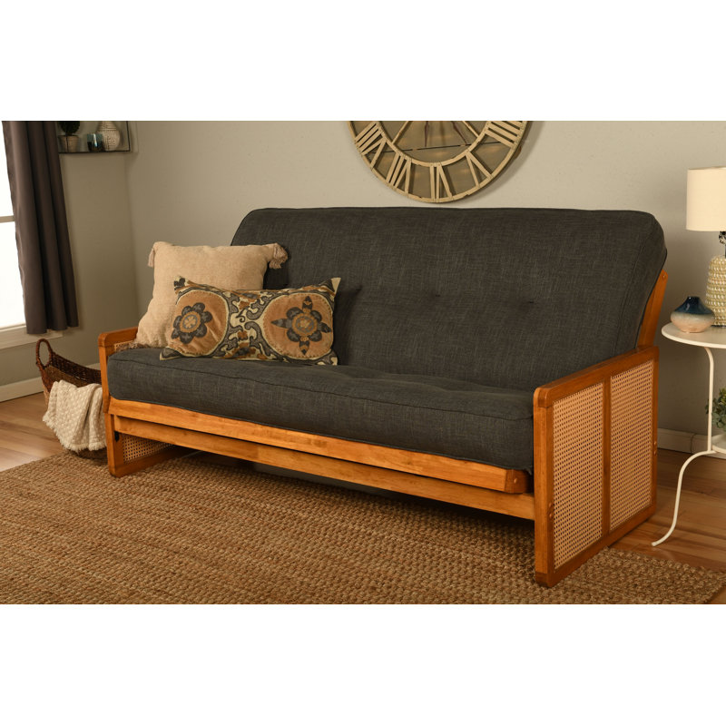 Futon double Bridyn avec matelas inclus, Lin Bridyn gris anthracite
