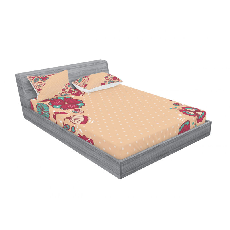 Ensemble de draps à motif floral, Ensemble de drap pour grand lit avec drap-housse