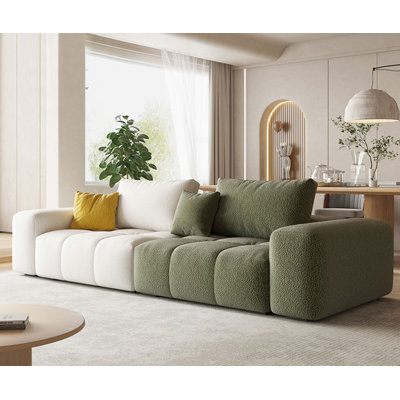 White + Green 100% Polyester Modular Sofa cushion couch