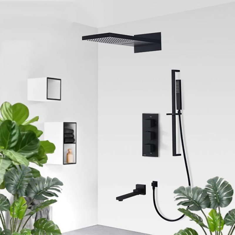 Oil-Rubbed Bronze Wall-Mounted Shower System with Thermostatic Control and Handheld Spray