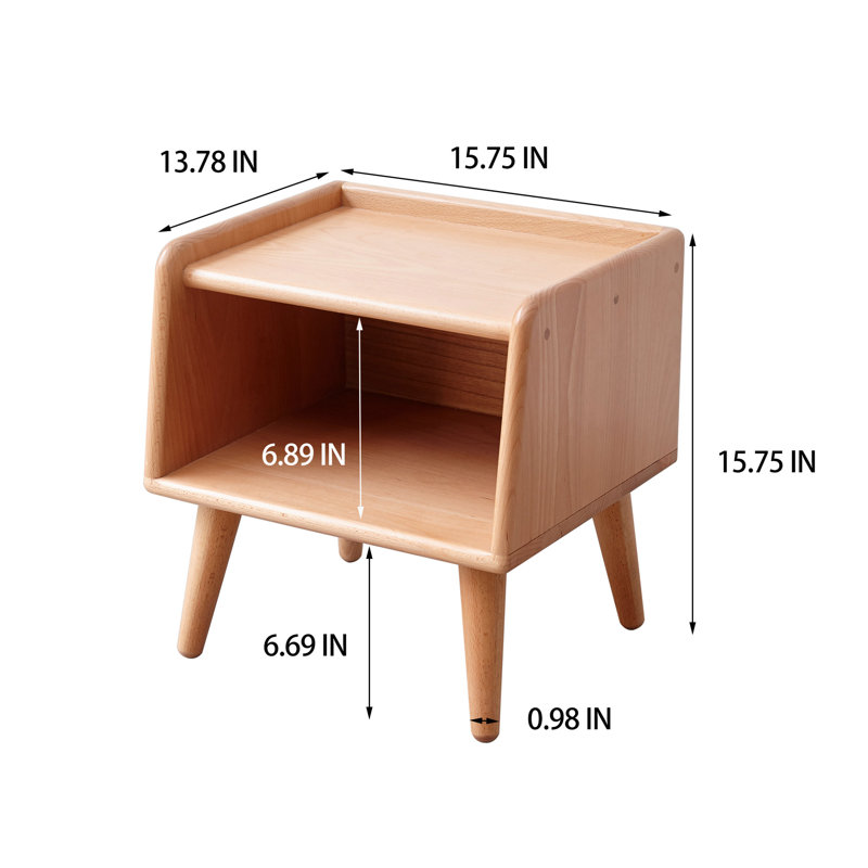 Armoire de chambre de ton naturel - Table de chevet en hêtre massif