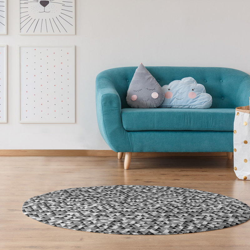 Chenille Geometric Indoor Rug, Round 5'