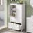 43.5" H Floor Storage Cabinet, 2-Door and 2-Drawer Cupboard With Adjustable Shelves-1464387018