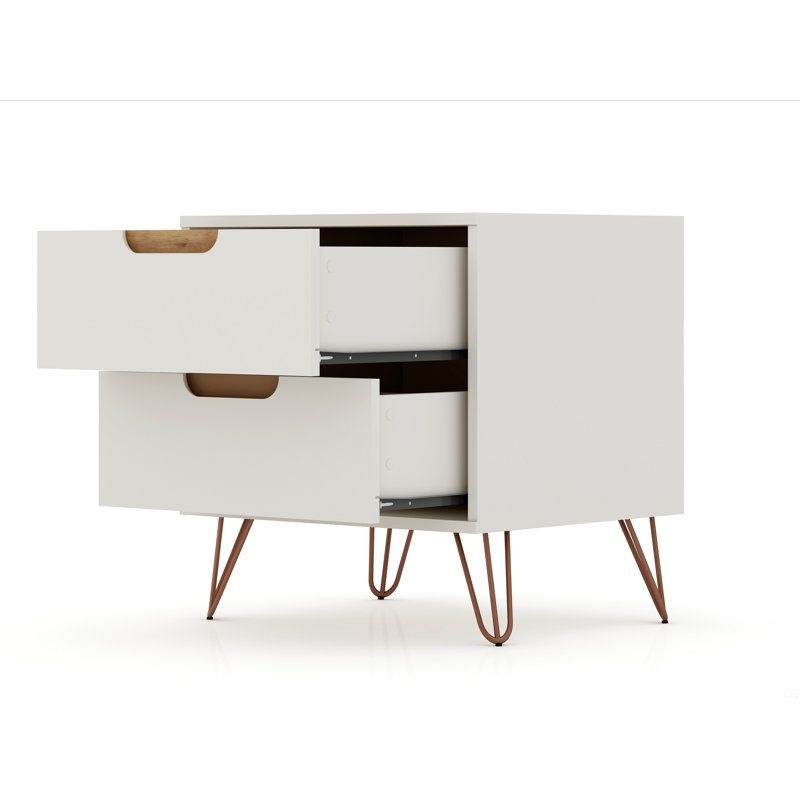 Table de chevet 20 po (2 tiroirs), Blanc