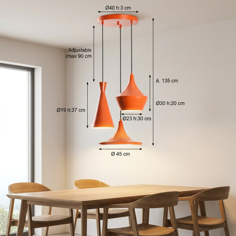 Luminaire suspendu grappe géométrique 3 lumières Helena