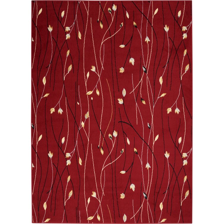 Trumbull Floral Red Area Rug