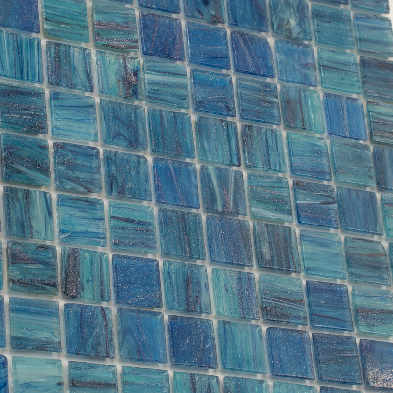 Celestial 0.8" x 0.8" Glass Grid Mosaic Wall & Floor Tile , Sea Blue