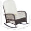 Chaise berçante de patio confortable, courbée, blanc crème pour chaise d'extérieur avec coussin, style rustique