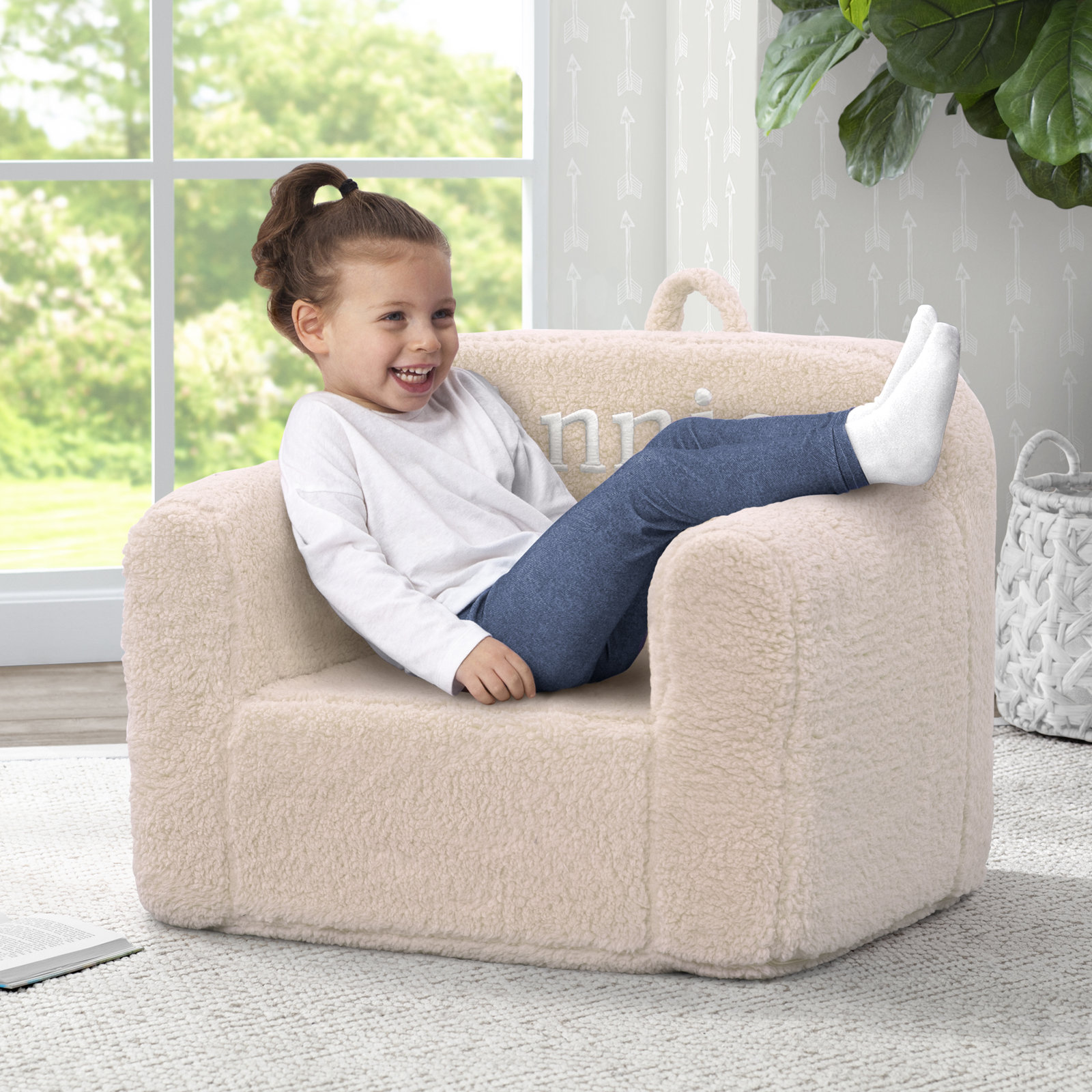 Sherpa Personalized Kids Club Chair, Cream, Yes, Brantdford