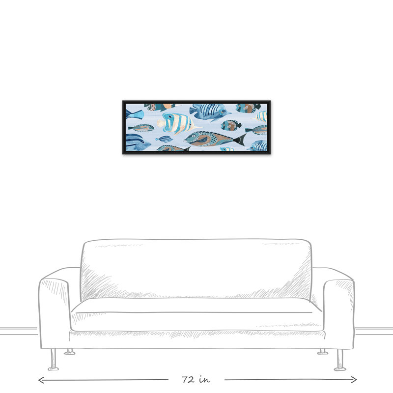 Aquarelle sur toile flottante encadrée, H 13,75 po x l 37,75 po
