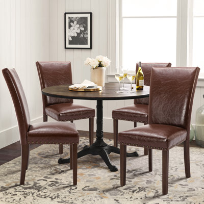 Modern Nailhead Trim Dining Chairs, Upholstered Parsons Side Chairs