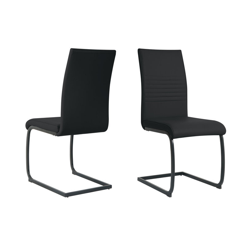 Stuhl 47cm H Upholstered Metal Cantilever Chair, Black