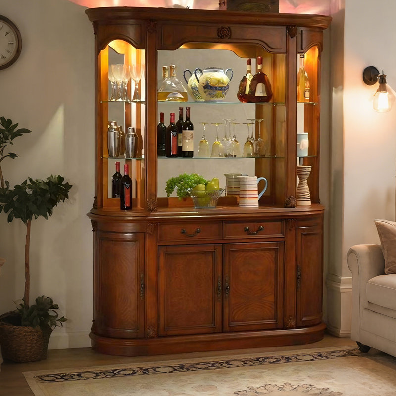 Armoire à vin en bois massif 62,99 po de style américain