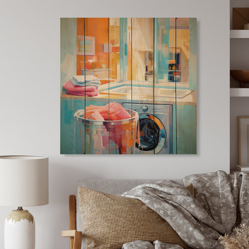 Jannatpreet Laundry Abstract Reflections I on Wood Print, H 25 po x l 25 po x P 0,78 po