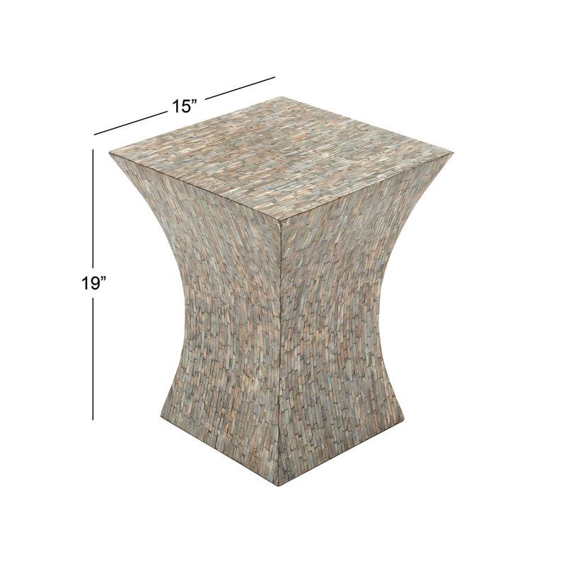 Pearl Inlay Hourglass Accent Table 15"x19" - Multicolor