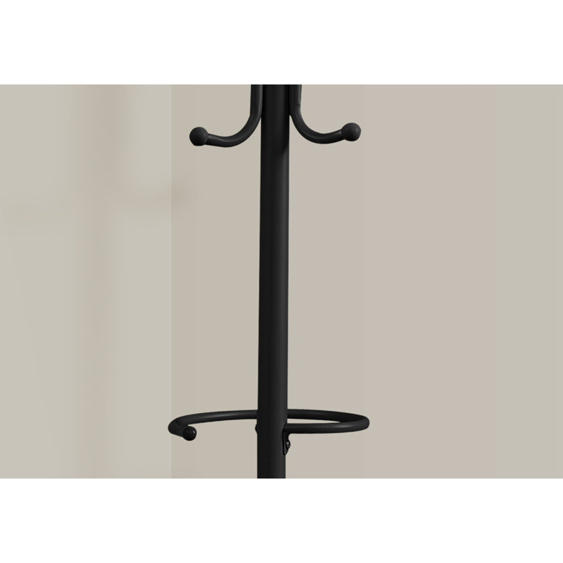 Coat Rack, Hall Tree, Free Standing, Hanging Bar, 6 Hooks, Entryway, 68"H, , Black Metal, Contemporary,, Black