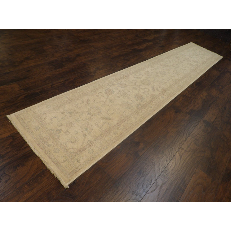 One-of-a-Kind 2'6" X 12' New Age Runner Wool Area Rug in Ivory