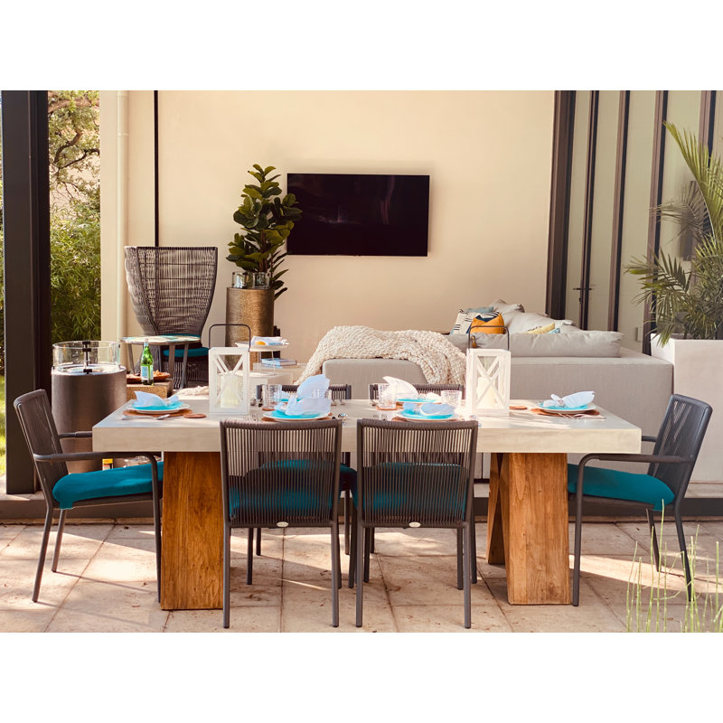 Perpetual Slate Gray 87" Handmade Wood & Concrete Dining Table