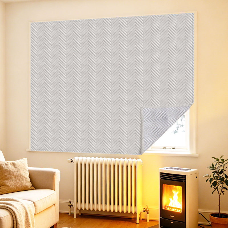 Rideau isolant matelassé à chevrons, 1 panneau, Gris, L 55 po x L 88 po