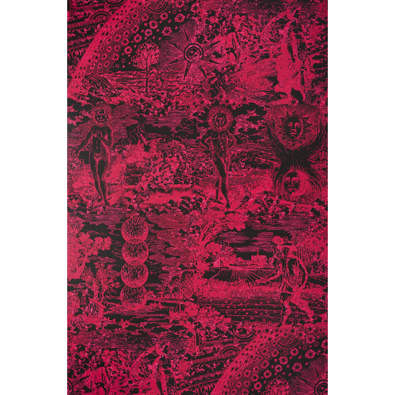 Schumacher x Johnson Hartig Modern Toile Wallpaper, Pink/Black