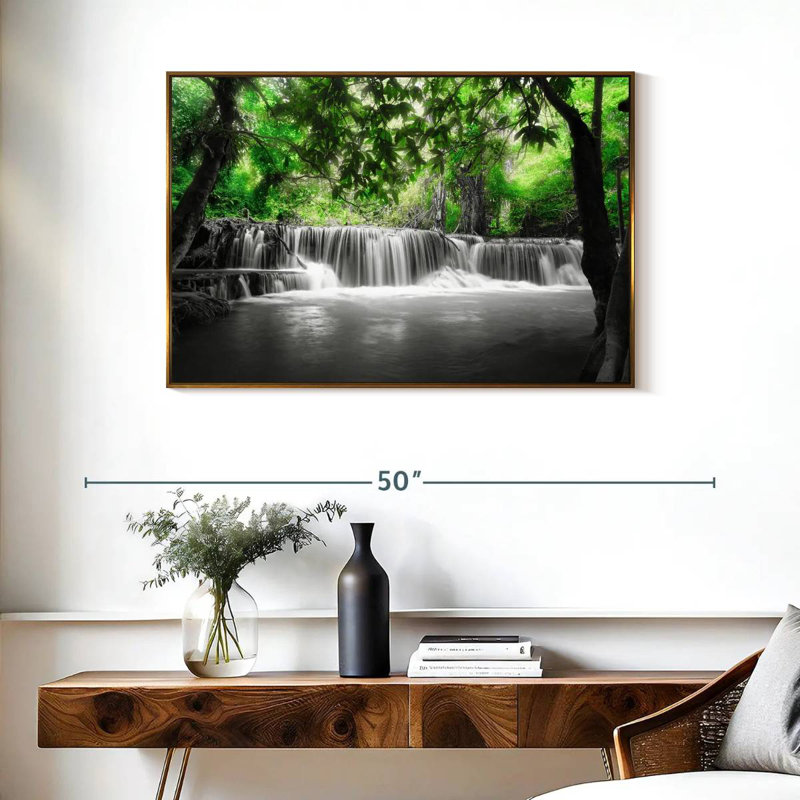 Cascade tropicale Pop, Cadre flottant doré, 37 po x 25 po