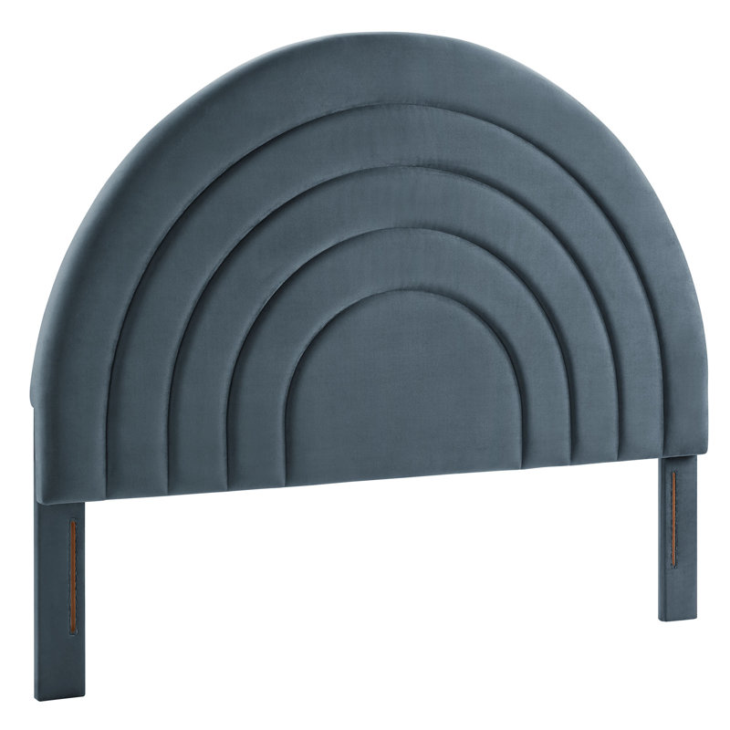 Solana Arched Performance Velvet Headboard, Cadet Blue, Queen