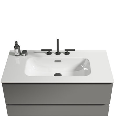 White Ceramic Basin, 35.24 In Depth, 6.77 Height, Seamless Construction, Long - Lasting For Daily Use Bathroom Integrated 35.73 Lb Weight, Suitable Or Kitchen Decor