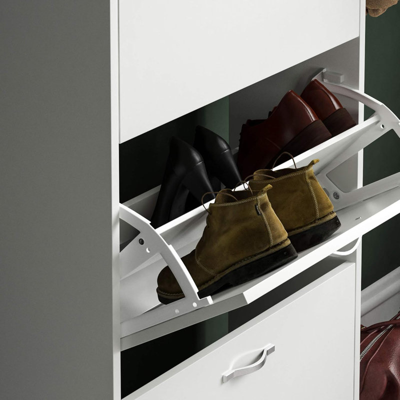 12 Pair Shoe Storage Cabinet, White