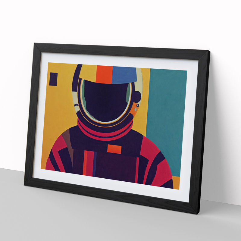 Retro Astronaut Vol.4 1 Piece Single Picture Frame Painting, 46cm H x 64cm W x 2cm D, Black Framed