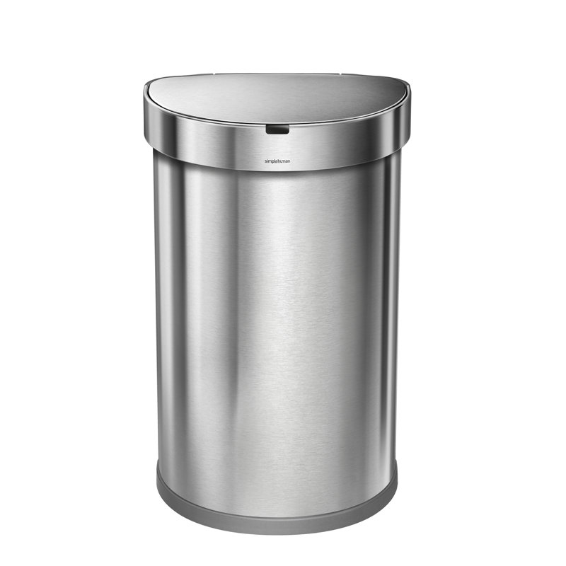 simplehuman 45 Liter / 12 Gallon Semi-Round Automatic Motion Sensor Trash Can, Brushed