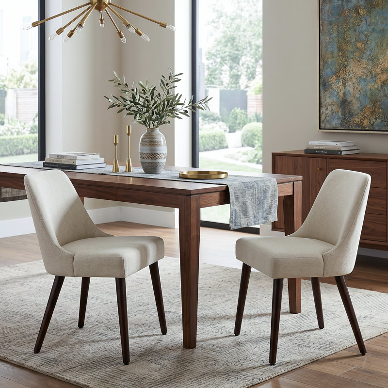 Chaise d'appoint rembourrée en bois massif Bremment, Crème, crème