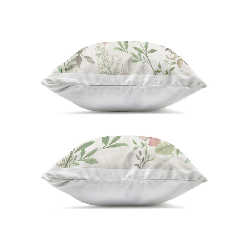 Green Toned Floral Bouquets 2 Piece Outdoor Printed Pillow Set, design by Nan