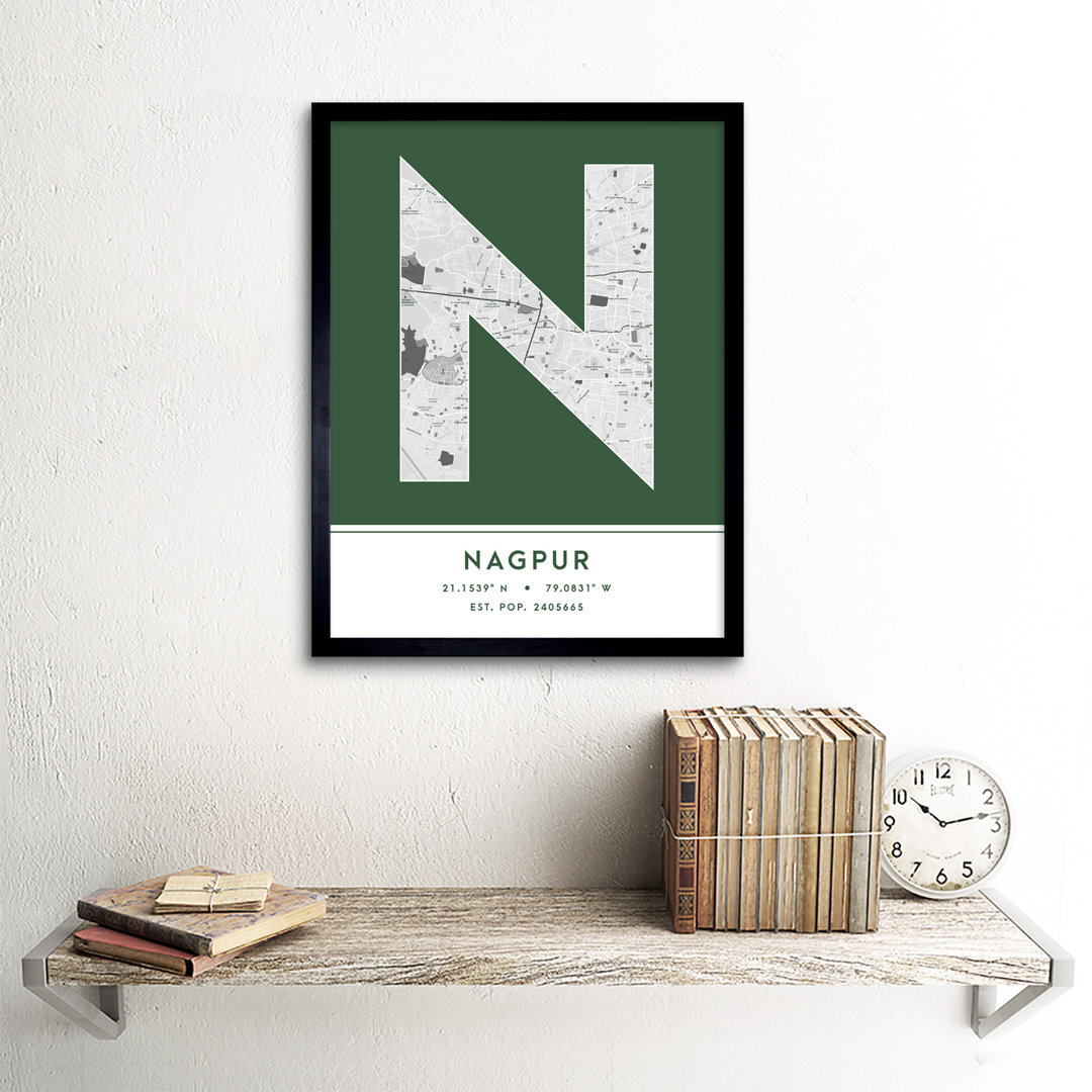 Nagpur City Map Nagpur India City Map - Single Picture Frame Typography