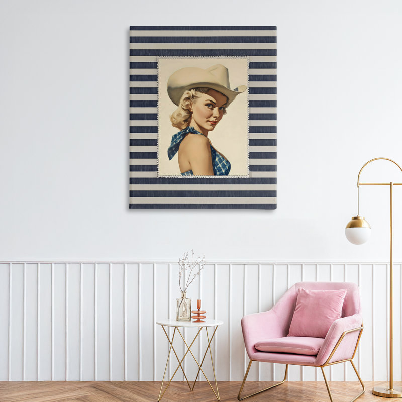 Toile rétro avec rayures de cow-boy, design par Arlington Prints, H 40 po x l 30 po